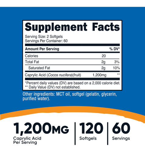 Suplemento Nutricost De Ácido Caprílico 1200 Mg 120 Cápsulas