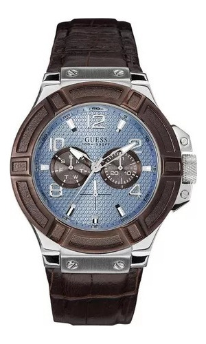 Reloj Guess W0040g10 Analogico Hombre Cuero Marron