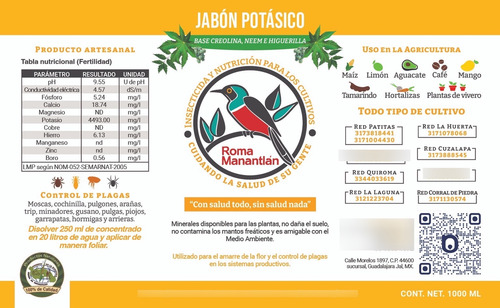 Jabón Potásico Base Creolina Extracto Neem E Higuerilla