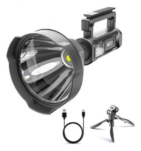 Foco Linterna Led Gigante P70 Alcance 1200 Mt Usb + Tripode