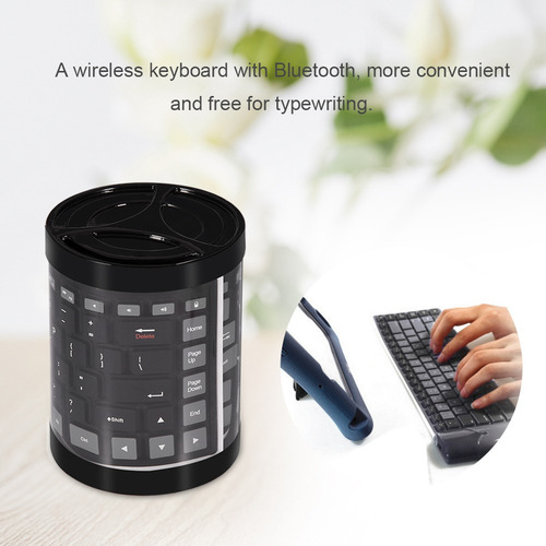 Portátil Roll Up Silicone Bluetooth Teclado Dobrável Fr Ios