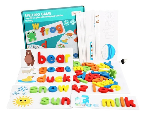 Juego Tablero Niños Letras Madera Ingles Didactico Memoria