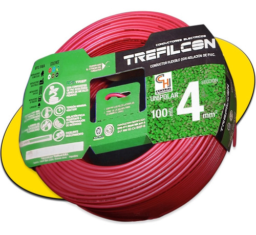 Cable Unipolar Normalizado 4,0mm Trefilcon Rojo 100 Metros