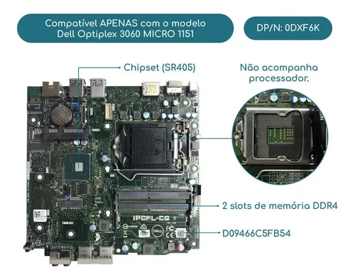 Placa Mãe Optiplex 3060 Micro Ipcfl-cg Lga 1151 Ddr4