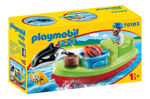 Playmobil 1.2.3 70183 Marinero Barco De Pesca Y Peces Stock