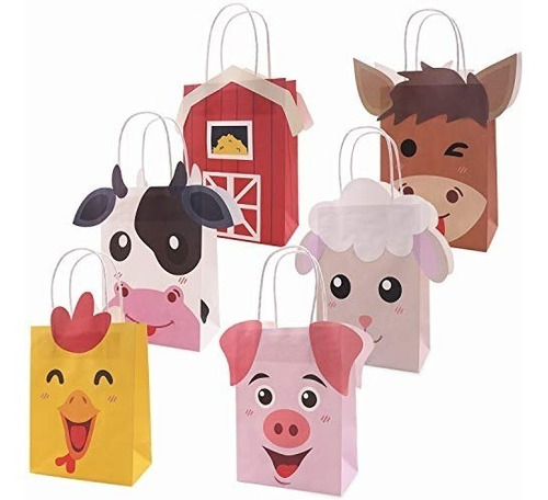 Imagen 1 de 7 de Bolsas De Regalos Para Fiestas De Animales De Granja Regalo