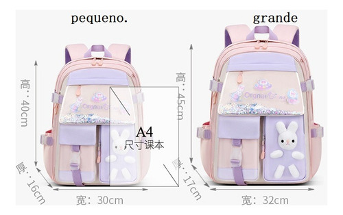 Bolsa Escolar Feminina Com Boa Aparência E Grande Capacidade Cor Roxo/grande