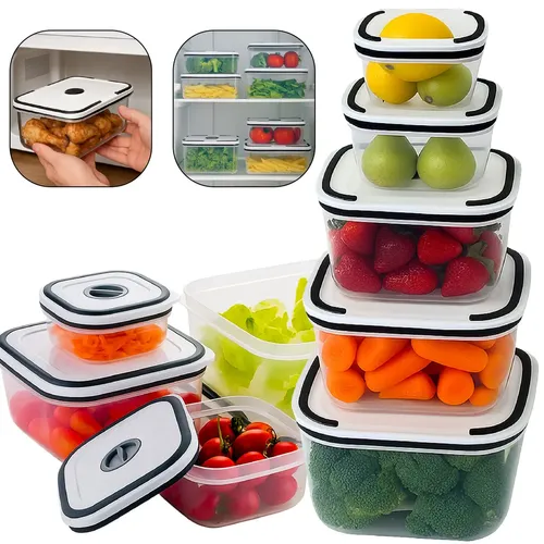 Kit 5 Potes Herméticos Com Tampas De Vedação Para Frezzer E Micro-ondas Quadrado - Aero Home - R$ 29,89