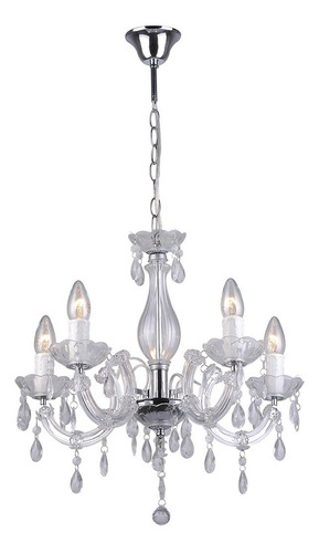 Lustre Treviso Maria Tereza Transparente 5 Braços Bronzearte 110V/220V