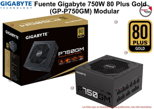 Imagen 1 de 7 de Fuente Gigabyte 750w 80 Plus Gold (gp-p750gm) Modular