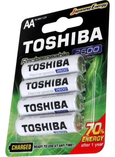 Pilha Recarregavel Aa 1,2v 2600mah Tnh6gae Toshiba - Com 4