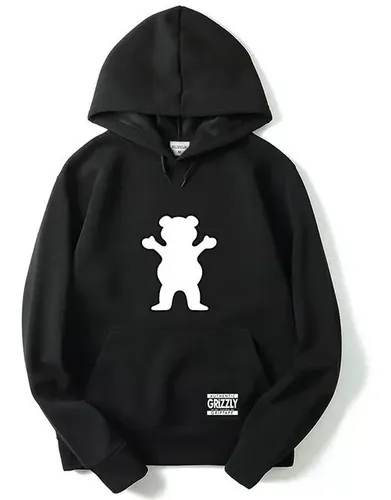 Blusa Moletom Canguru Grizzly Urso Coroa Casaco De Frio Skat