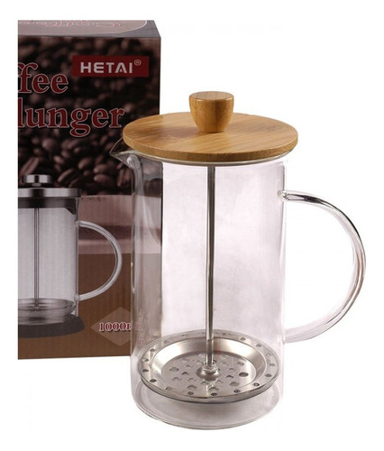 Cafetera Embolo, Prensa Francesa, Tapa De Madera, 1l , 11901