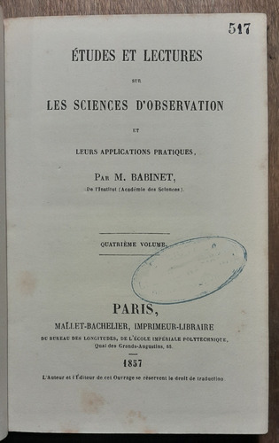 Etudes Et Lectures Des Les Sciences D'observation 1857 D4