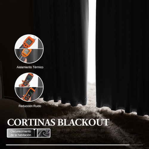 NANWEI Cortinas Blackout con bolsillo para varilla para recamara sala Premium 270X215cm 2 Paneles Aislamiento térmico y Reducción de ruido Tela impermeable Gris
