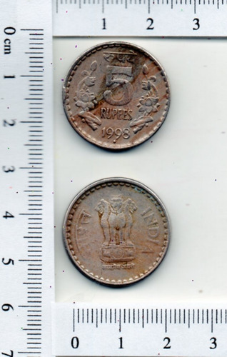 # 40 Moneda Del Mundo  India  5 Ruppes  2002