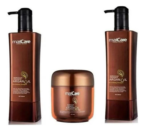 Crema Capilar De Argan + Shampoo + Acondicionador Max Care