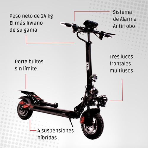 Scooter Eléctrico Adulto Con Asiento Plegable 1135w 56km/h