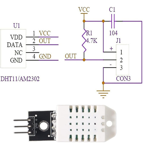 2 Piezas Sensor Dht22 Am2302 Temp. Y Humedad Con Jumpers
