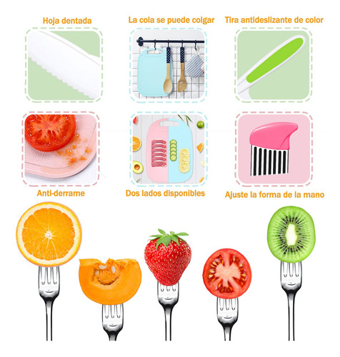 6 Pcs Juego De Cuchillos Para Niños, Cuchillo Sin Filo