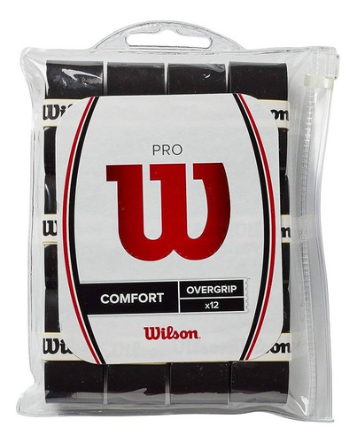 Pack X 12 Cubregrips Wilson Pro Overgrip Liso Tenis Padel Color Liso Negro