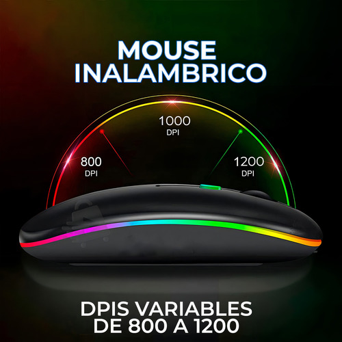 Ratón Inalámbrico Recargable Rgb Color 2.4g Mouse Silencioso