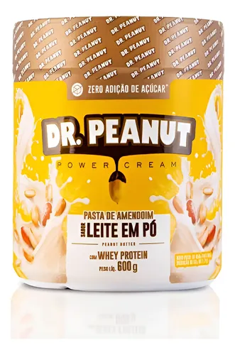 Pasta de Amendoim Com Whey Protein Leite em Pó (600g) Dr Peanut