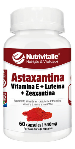 Astaxantina Luteína E Zeaxantina 60caps 540mg