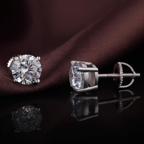 Aretes De Diamantes Aretes Con Cierre De Rosca Aretes De Pla