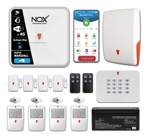 Kit Alarma Para Casa Inalámbrica Marshall 4 Wifi +4g Teclado