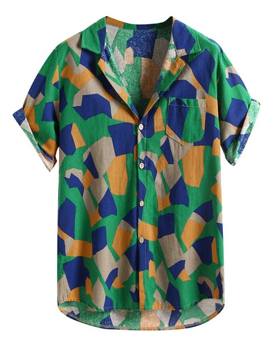 Camisa Estampada Para Hombre Con Estampado Hawaiano, Ropa De