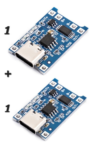 Modulo Carga Tipo C Bateria De Litio Tp4056 18650 2 Piezas