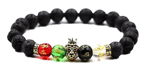 Pulsera De Piedra Volcánica León Y Mantras Hombre Y Mujer 