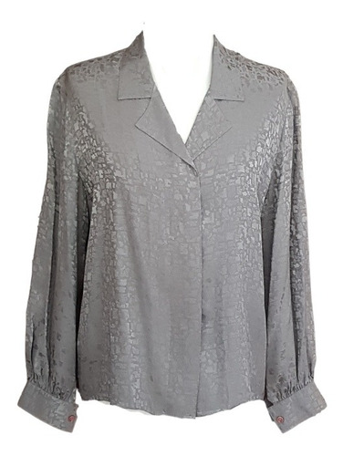 Blusa, Fiesta, Jaspeado Gris Plateado, Seda, Talla L