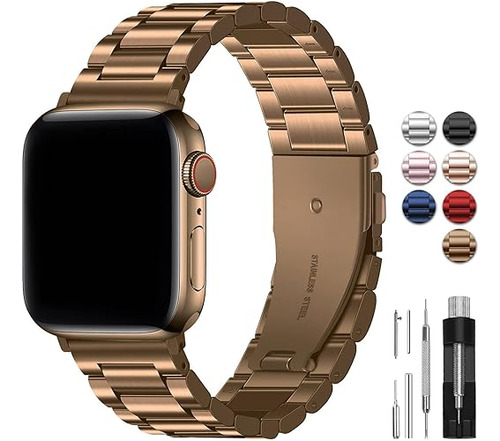 Malla Y Funda P/ Apple Watch 38/40/41mm S-8/7/6/5/4/3/2 Cafe