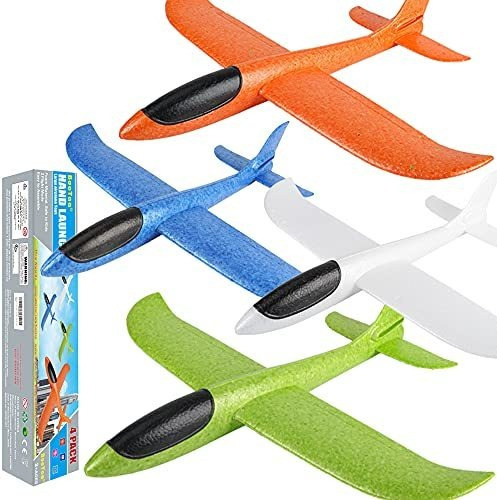 Aviones De Hule Espuma Grande 4 Piezas Multicolor Niños