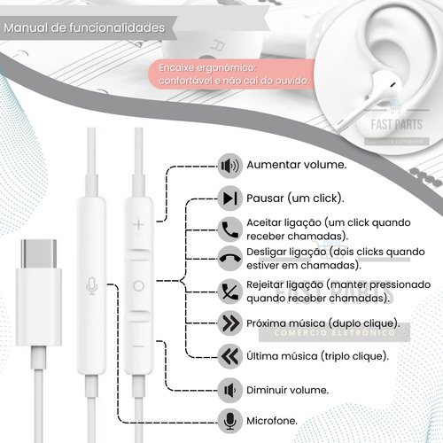 Fone De Ouvido Para Samsung Tipo C Adaptador Toda Linha A 5g