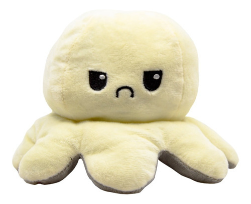 Peluche Pulpo Reversible Feliz Enojado Pulpito Premium Color Gris - Beige Gris - Beige