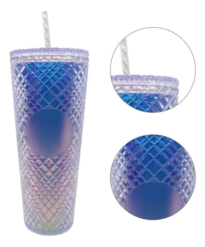 Vaso Doble Pared Termo Studded 24oz Tapa Popote Wellspring Color Ombre Diamante