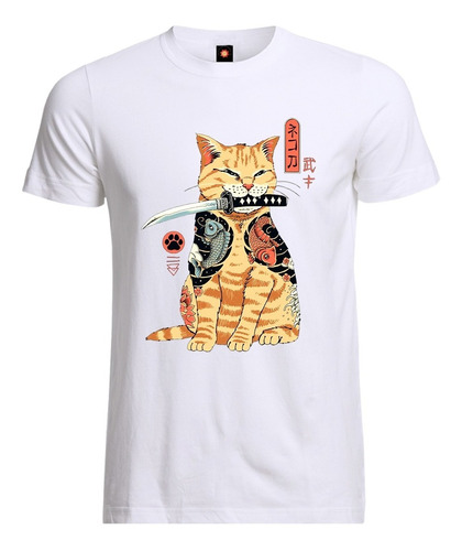 Remera Estampada Varios Diseños Orientalismo Gato Samurai