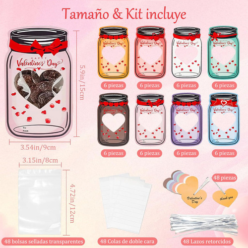 48 Tarjetas Botella Amor San Valentín Con Accesorios