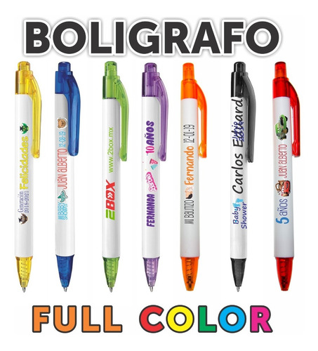 50 Boligrafos, Plumas Impresas A Todo Color  Personalizadas