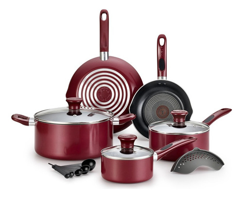 Batería De Cocina T-fal Excite 14 Piezas 2100108586 Color Rojo