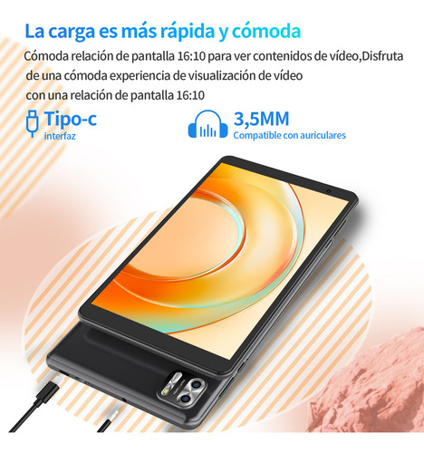 Tablet Pritom 8 pulgadas B8 Android 14 tableta 8gb ram y 64gb rom 5000mah octa core 5G wifi cámara dual tablets con funda