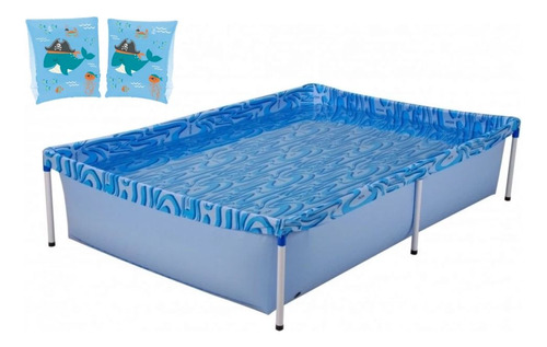 Kit Piscina De Armação Infantil 1000l + Boia De Braço Azul