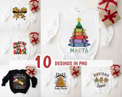 10 Plantillas Png Navidad Maestros Dtf Sublimacion