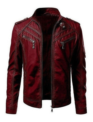 Chamarra Hombre Invierno Chamarra De Piel Sintética Biker Mo