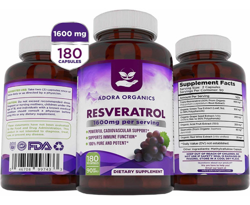Vitaminas Trans Resveratrol En Capsulas 1450mg Antioxidante