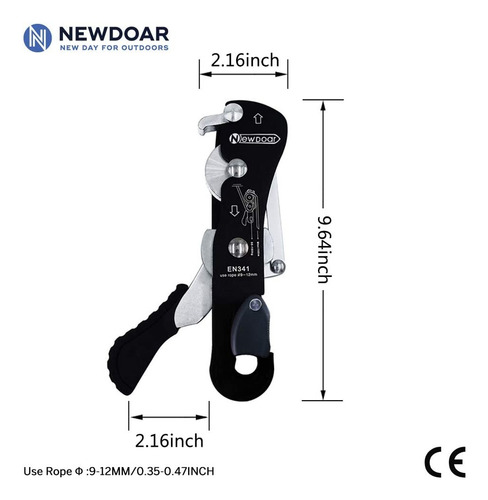 Imagen 2 de 4 de Dispositivo De Aseguramiento De Cuerda Para Rapel Newdoar