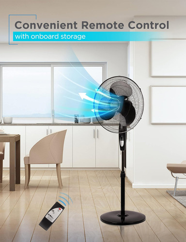 Black+decker Ventilador De Pie De 16 Pulgadas Con Control Re